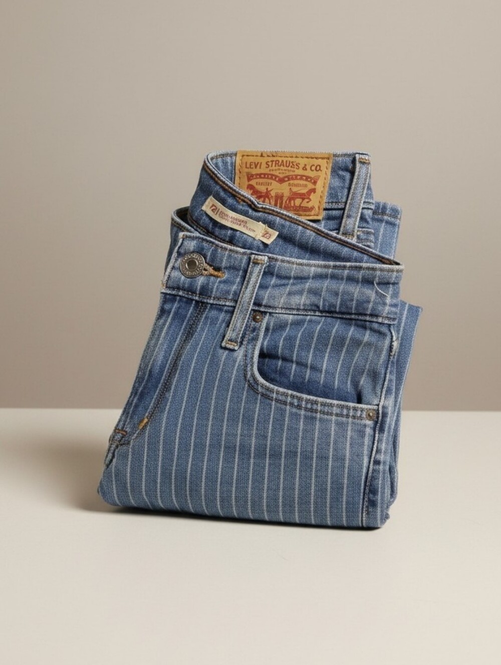 Levi's Women's Blue Pinstripe High-Rise Jeans